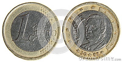 Old Worn Euro Dollar Coin Stock Photo