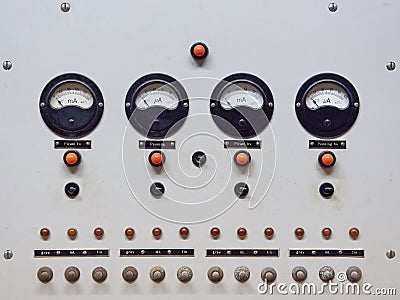 Old worn out instrument panel Stock Photo