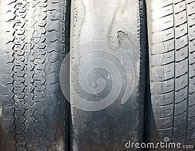 Old worn-out summer tires Stock Photo