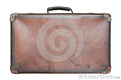 Old worn traveling suitcase Stock Photo