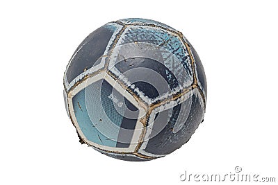 Old worn weathered torn leather soccer football ball Stock Photo