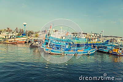 Old wreck Ship Harbor fishing and travel boat stranded. Thailand. Stock Photo