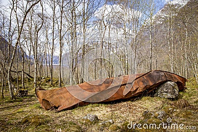 Old wreck of steam boat Stock Photo