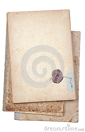 Old writing-book with the sealing wax press Stock Photo