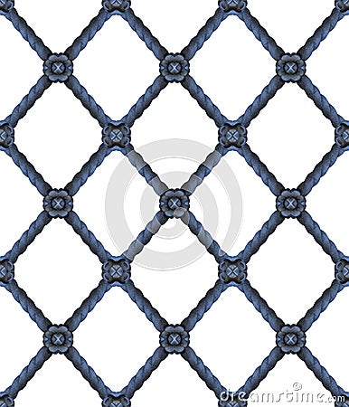 Old wrought iron grating with floral decorations - seamless pattern on white background for easy selection - useful for 3D Stock Photo