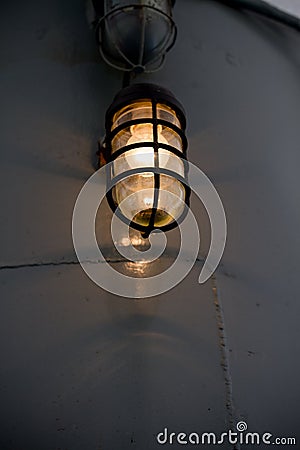 Old Yellow deck lamp Stock Photo
