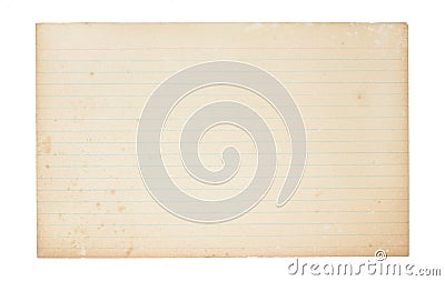 Old, Yellowing Index Card Stock Photo