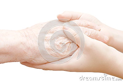 Old and young hands Stock Photo