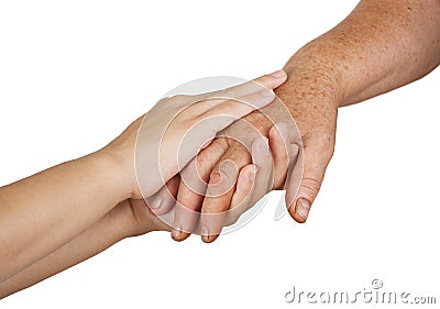 Old and young hands Stock Photo