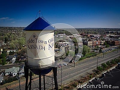 Olde Town Arvada Water tower Editorial Stock Photo