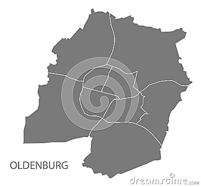 Oldenburg city map with boroughs grey illustration silhouette sh Vector Illustration