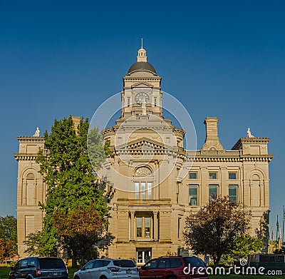 Old Building Against a Dark Blue Sky Editorial Stock Photo