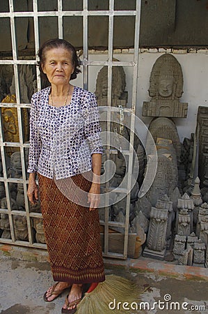 Older Cambodian woman Editorial Stock Photo