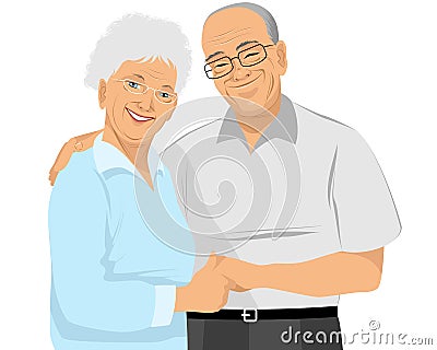 Older couple hugs Vector Illustration