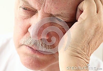Older man looking depressed Stock Photo