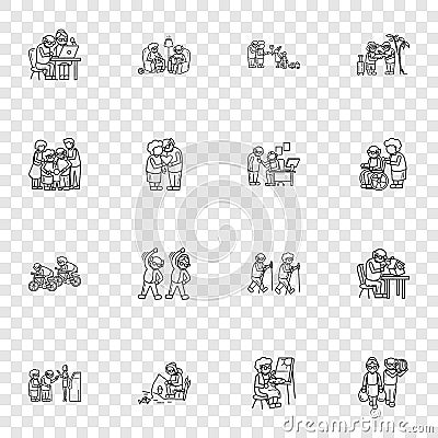 Older persons icon set, simple style Vector Illustration