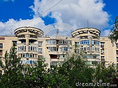 Older Style Multi Level Apartment Building, Bucharest, Romania Editorial Stock Photo