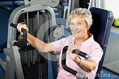 Older woman working out Stock Photo