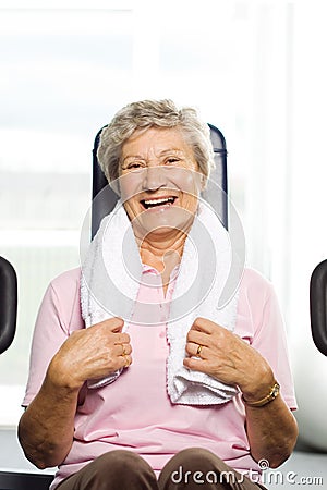 Older woman working out Stock Photo