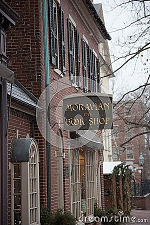 Oldest bookstore Moravian Book Shop Editorial Stock Photo