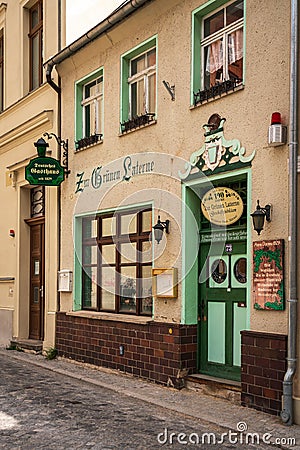 Oldest restaurant - `At the Green Lantern` in the city opened 1829. Editorial Stock Photo