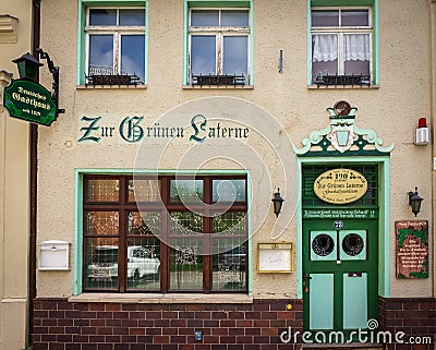 Oldest restaurant - `At the Green Lantern` in the city opened 1829. Editorial Stock Photo
