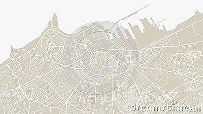 Oldlace white vector background map, Casablanca city area streets and water cartography illustration Vector Illustration