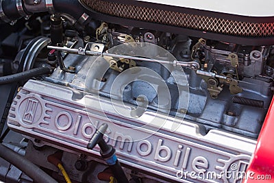 Oldsmobile engine car on display Editorial Stock Photo