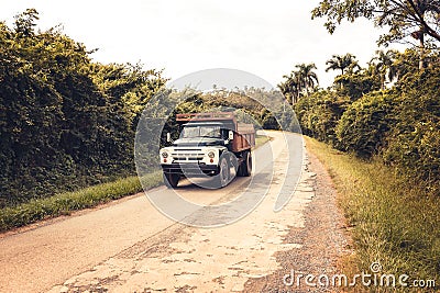 Oldtimer Truck on the streets near Vinales Stock Photo