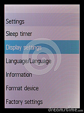 The oled screen of the no name audio player with the standard me Stock Photo