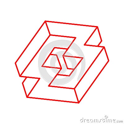 Abstract eternal geometric object. Impossible endless outline. Logo. Impossible geometry symbol on a white background. Vector Illustration