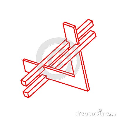 Impossible objects. Optical illusion shape. 3d illustration. Geometric figure. Optical art. Logo. Vector Illustration