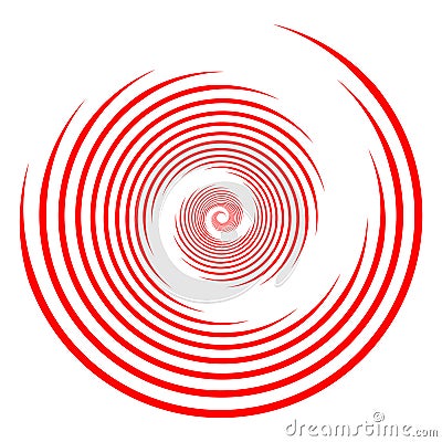 Red speed lines in a circle form. Optical illusion vector. Trendy design element for frames, logo. Vector Illustration