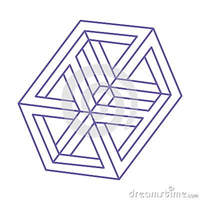 Impossible shapes. Sacred geometry. Logo. Optical illusion. Impossible endless outline shapes. Optical art. Vector Illustration