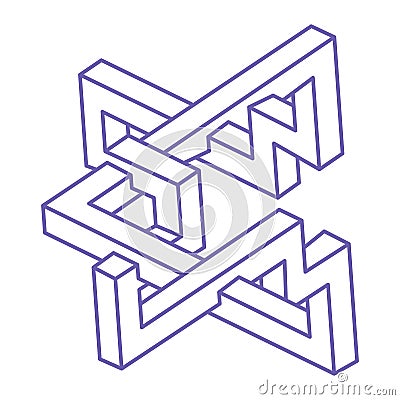 Optical illusion logo. Impossible shapes vector. Optical art objects. Geometric figures. Escher paradox. Vector Illustration