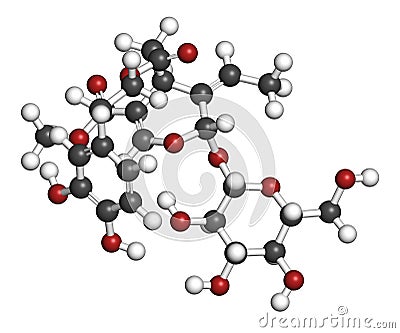Oleuropein olive component molecule. In part responsible for pungency of virgin olive oil, may have beneficial properties. 3D. Stock Photo