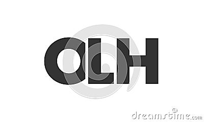 OLH logo design template with strong and modern bold text. Initial based vector logotype featuring simple and minimal typography. Vector Illustration