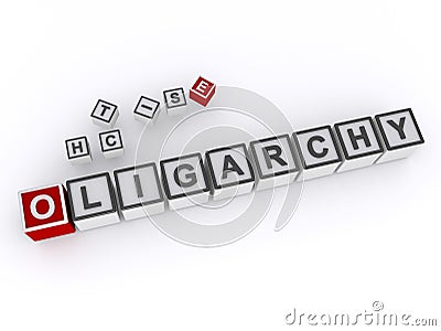 oligarchy word block on white Stock Photo