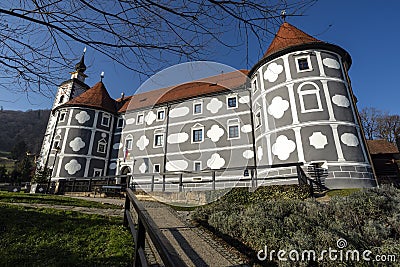 Olimje Castle in Slovenia. Monastery Castle famous buildings in Olimje Slovenia Stock Photo