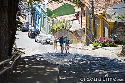 Olinda/Brazile: 08/02/2018: The historic streets of Olinda in Pernambuco, Brazil with its colorful and traditional buildings dated Editorial Stock Photo