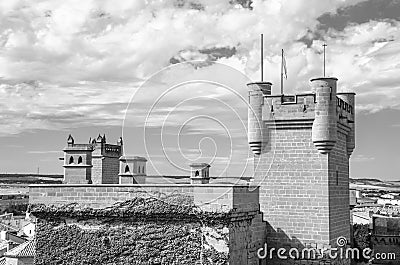 Olite Castle in Navarra, Spain.Black and white photography Stock Photo