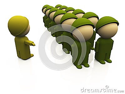 Oliv soldiers in a row 02 Stock Photo