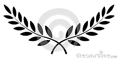 Olive branch, Laurel wreath, vector winner award symbol, sign victory and wealth in the Roman Empire Vector Illustration