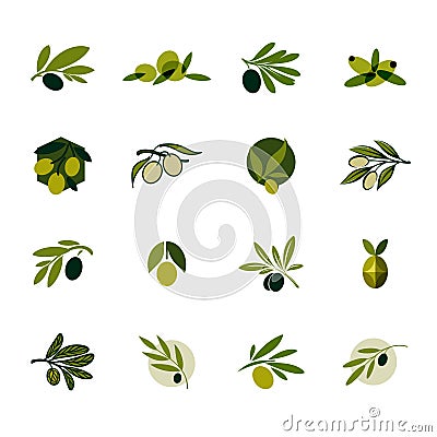 Olive branch. Set of vector logo design templates and icons Vector Illustration