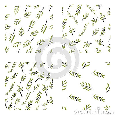 Olive brunch set. Digital illustration Vector Illustration