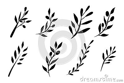 Olive brunch set. Digital illustration Vector Illustration