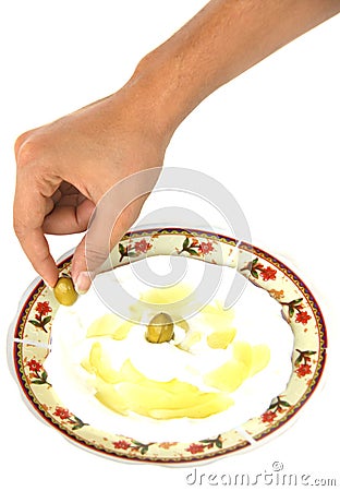 Olive on a Dairy Labneh Stock Photo