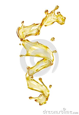 Olive or engine oil splash, cosmetic serum liquid isolated on white background Cartoon Illustration