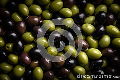 Olive fresh background topview. Generate Ai Stock Photo