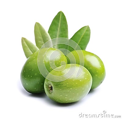 Olive fruit and olive leaves Stock Photo